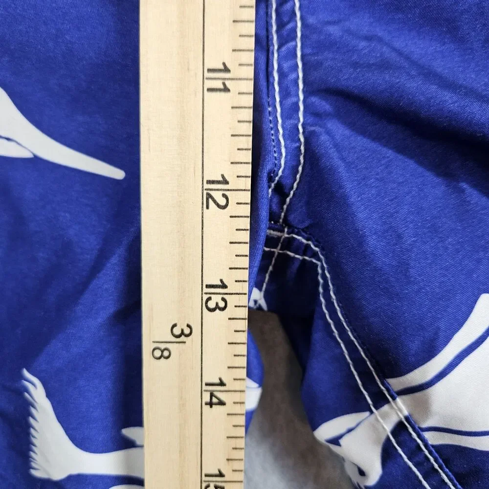 TOMMY HILFIGER Men's Blue Hawaiian Sailfish Marlin Swim Trunks Board Shorts Sz L